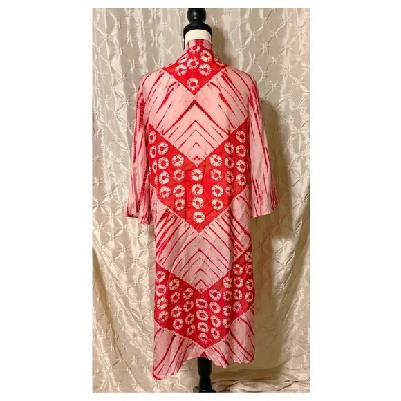 Bl-nk Anthropologie Lia Shibori Pink & Red Tie Dye Kimono Cardigan - Picture 7 of 13